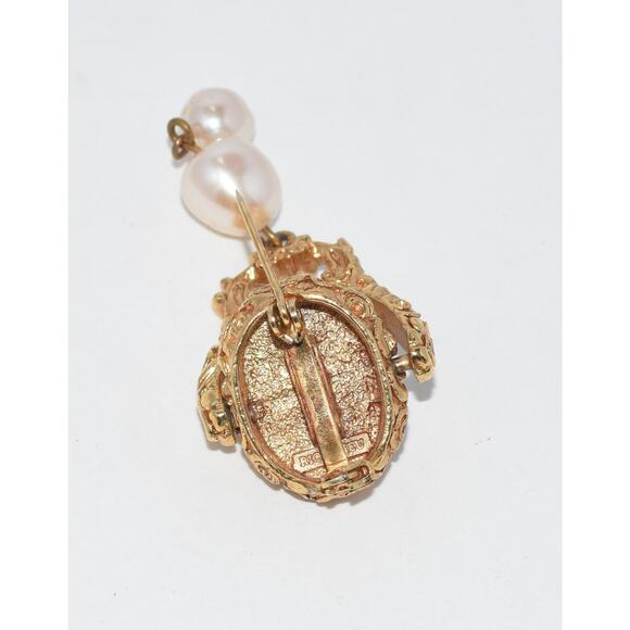 Vintage Richelieu Baroque Faux Pearl Victorian Brooch Pin Signed - Picture 4 of 5